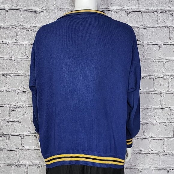 IZOD Vintage 1/4 Zip Logo Blue/Yellow Sweater, Men's XL - Picture 5 of 10